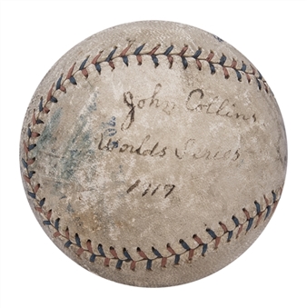 1919 World Series Game Used Baseball Signed & Inscribed by John "Shano" Collins (MEARS & JSA)